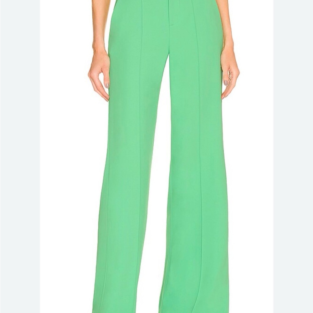 Alice + Olivia Vibrant Green Wide-Leg Pants Altered for Petite Size